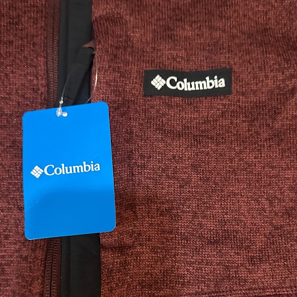Columbia Men's Burgundy Zip-Up Sweater - Picture 2 of 4